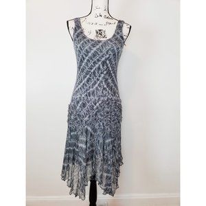 Bailey 44 Sleeveless Gray Tie Dye Print Asymmetrical Silk Party Dress Size M